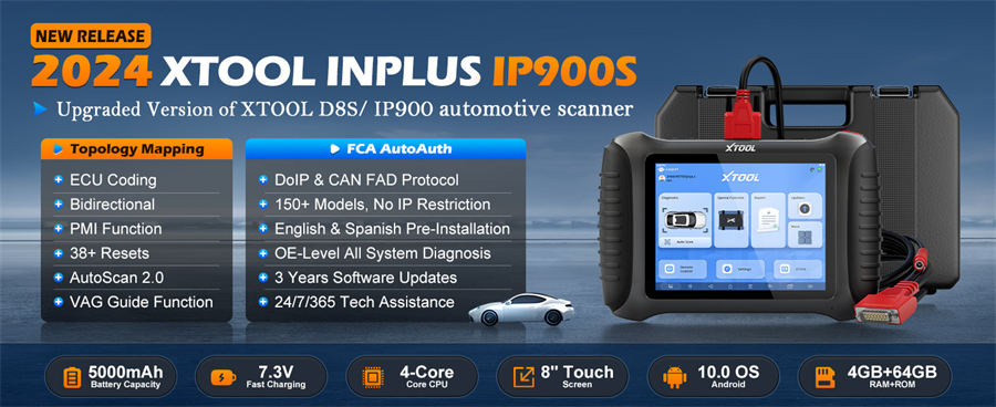 Беспроводной общесистемный диагностический сканер XTOOL InPlus IP900S
