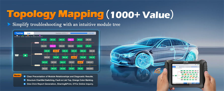 Беспроводной общесистемный диагностический сканер XTOOL InPlus IP900S