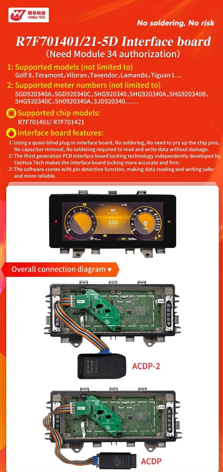 Плата интерфейса ACDP R7F701401 / 21 - 5D VW MQB 5D модуль 34