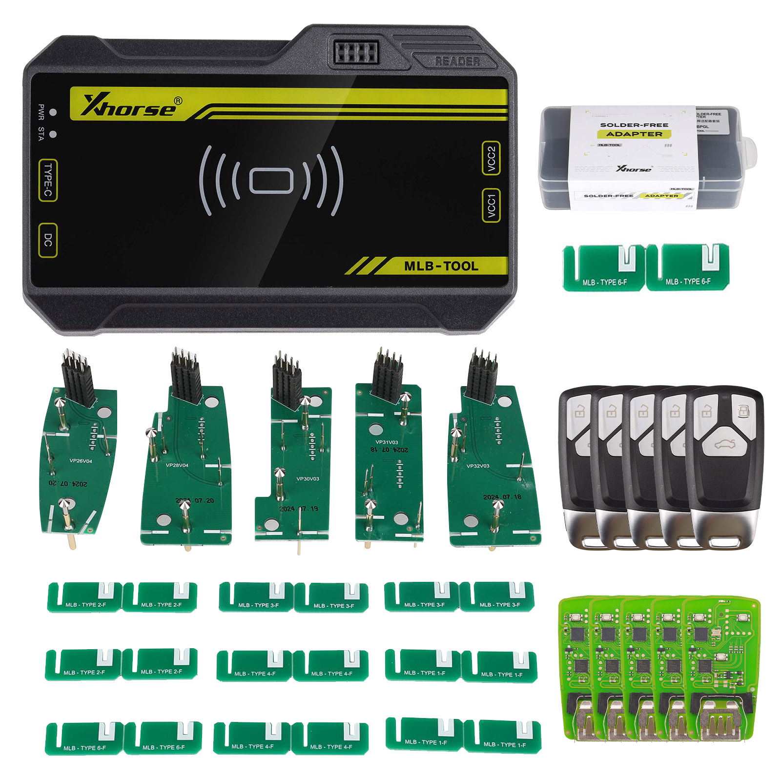 Xhorse VVDI MLB TOOL XDMLB0 Key Programmer с пакетом адаптеров без сварки XDMLBPGL и кнопкой XSMA41EN Audi Style MLB 3