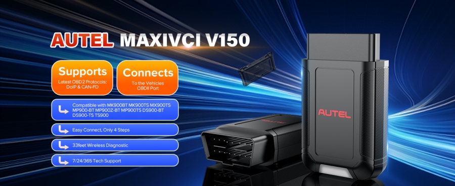 Беспроводная криптографическая собака Autel MaxivCI V150 поддерживает протокол CAN FD / DOIP для сканеров серии Autel 900