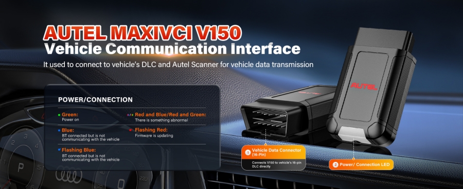 Беспроводная криптографическая собака Autel MaxivCI V150 поддерживает протокол CAN FD / DOIP для сканеров серии Autel 900