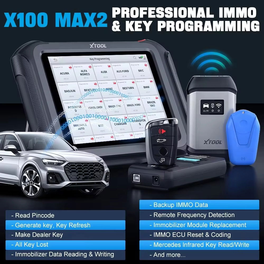 XTOOL X100 MAX 2 с инструментами программирования и диагностики клавиш J2534