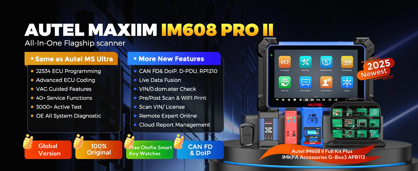 Бесплатные аксессуары Autel MaxiIM IM608 PRO II Plus IMKPA G - Box3 и APB112