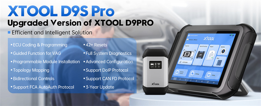 Автоматический диагностический сканер XTOOL D9S Pro поддерживает кодирование ключей ECU
