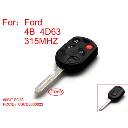 Ключ дистанционного управления 4D63 - 80BIT 4 Кнопка 315mhz Ford