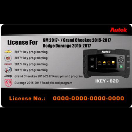 Новые лицензии на программирование ключей Autek IKEY820 General Motors, Grand Cheokee и Dodge Durango