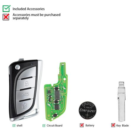 Кнопка Xhorse XELEX0EN Super Remote Flip 3 для автомобилей Toyota / Lexus со встроенным суперчипом 5 штук в партию