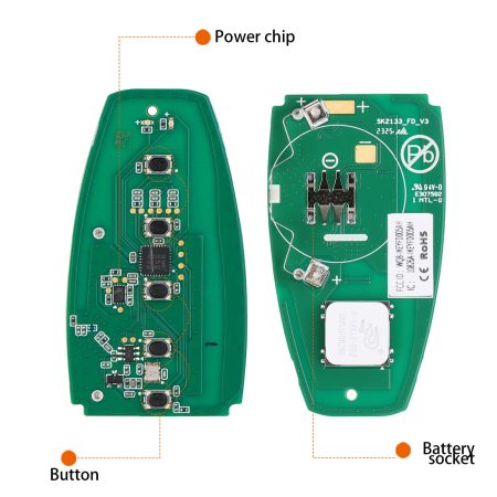 AUTEL IKEYFD005AH 5 кнопок 868 / 915 МГц Независимый универсальный интеллектуальный ключ 5 / партия