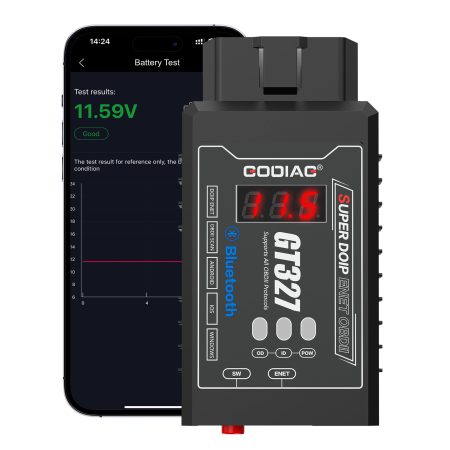 GODIAG GT327 SUPER DOIP ENET ELM327v1.5 Сканер Bluetooth 4.0 OBDII с дисплеем напряжения для iOS / Android / Windows