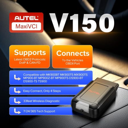 2025 Autel MaxivCI V150 Беспроводная программная собака с поддержкой CAN FD / DOIP для сканеров серии Autel 900 MK900BT MP900BT MP900Z - BT MP900TS