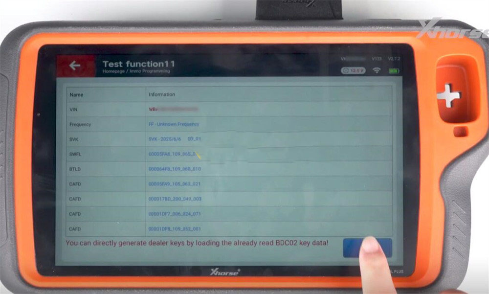 Экран Key Tool Plus, показывающий опции меню программирования IMMO