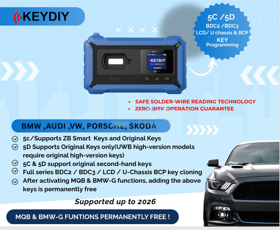 Инструмент Keydiy KD-X4 программирует ключи VAG 5C 5D