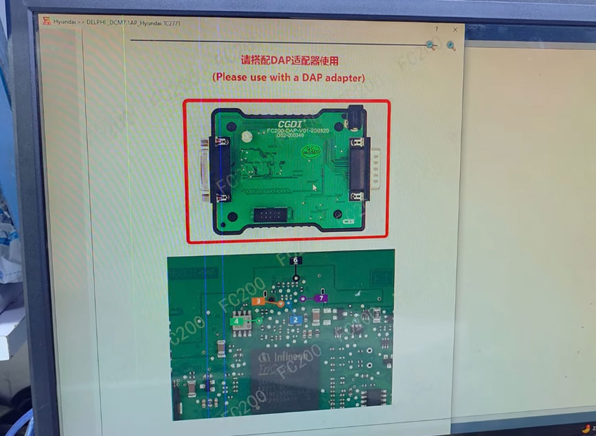 Connection schematic for FC200 and DAP adapter setup