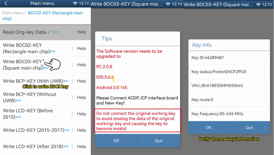 Writing data to new key in progress