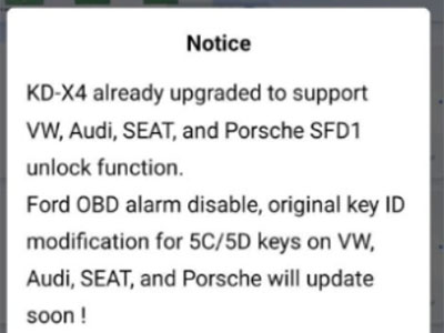 KD-X4 теперь поддерживает разблокировку SFD1 для VW, Audi, SEAT, Porsche