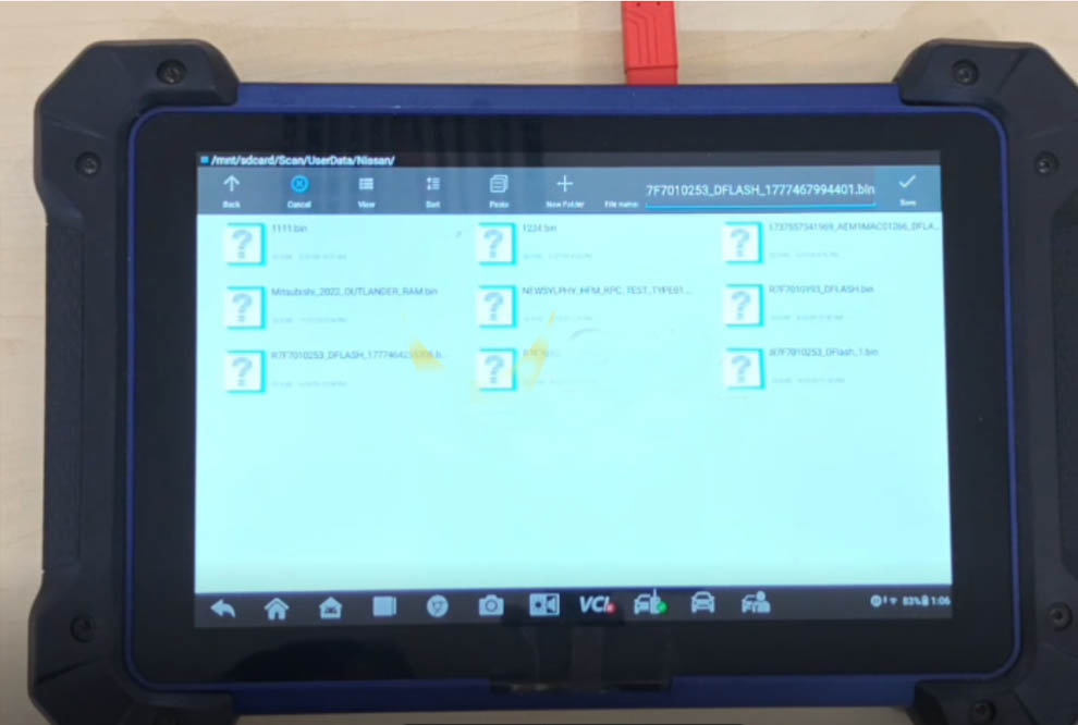 Saving dump file on Autel tablet