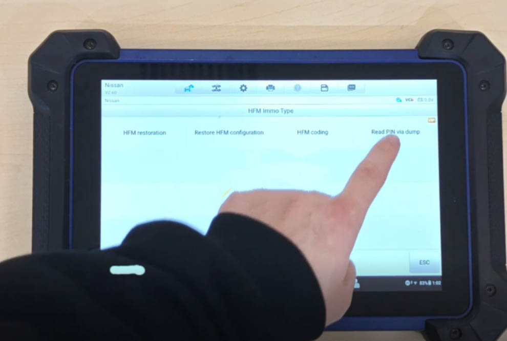 Autel menu navigation for Nissan HFM