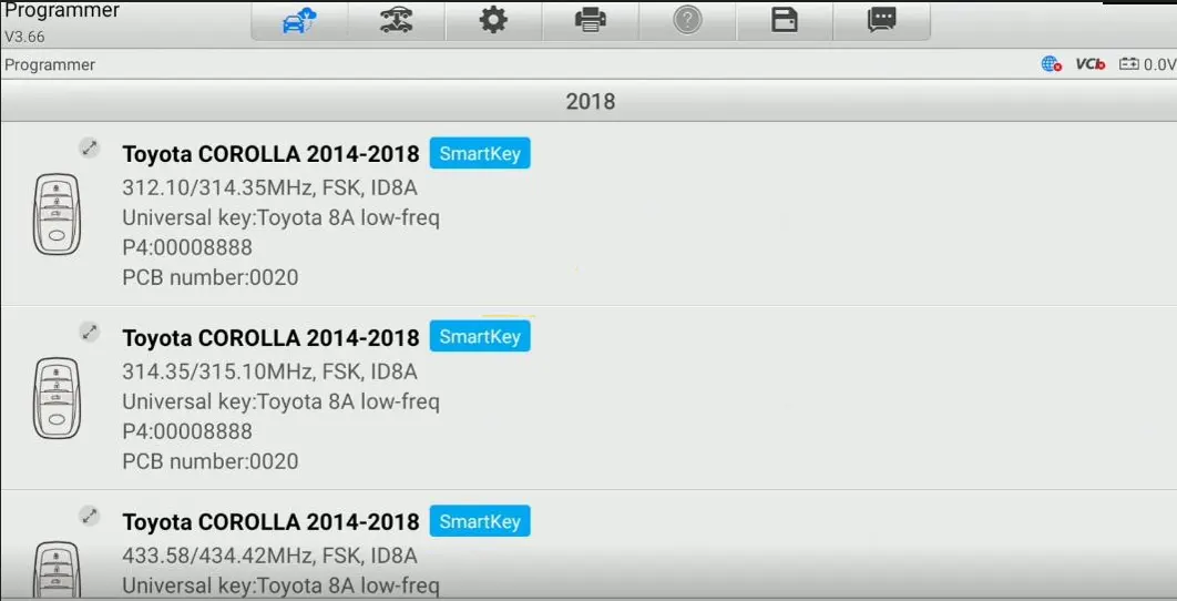 Step 2 – Universal key generation menu