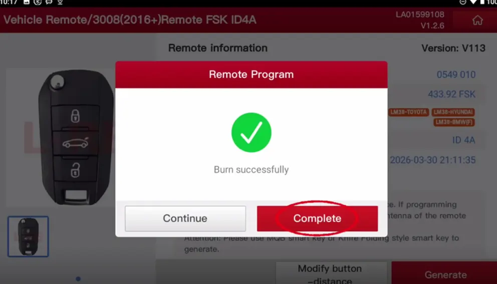 burns the remote data into the chip