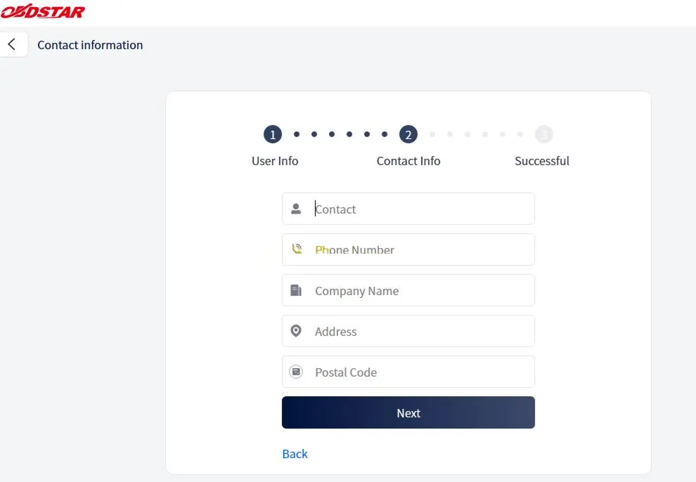 Registration screen 3