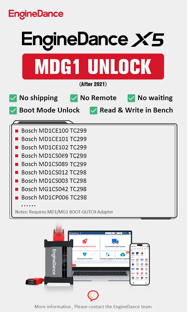 EngineDance X5 Unlocks Bosch MDG1 ECUs