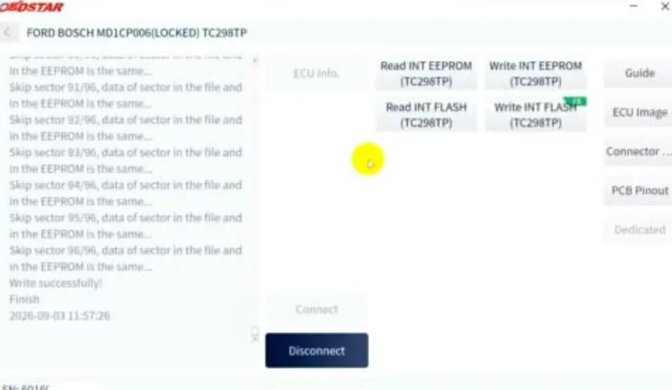 Writing eeprom data during Ford MD1CP006 ECU unlock