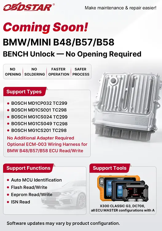 BMW/MINI B48/B57/B58BENCH Unlock - No Opening Required
