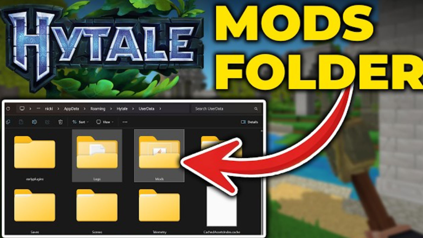 Screenshot of a Hytale server control panel showing the file manager and mods folder