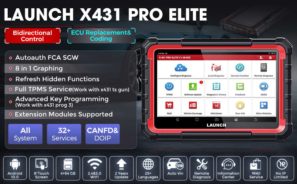 Launch X431 PRO ELITE Профессиональный автомобильный диагностический инструмент для полной системы