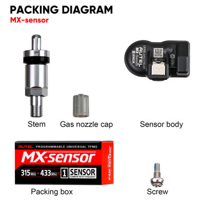 Autel MX-Sensor 315MHz+433MHz 2 в 1 Универсальный программируемый датчик TPMS Металлический/Резиновый Система мониторинга давления в шинах уровня OE