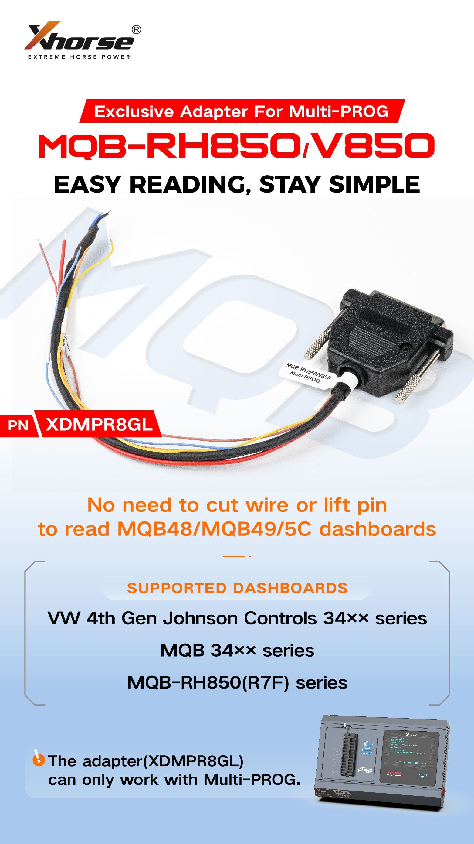 &nbsp;Xhorse XDMPR8GL MQB-RH850/V850 Adapter for Xhorse MULTI-PROG Pro-level Programmer