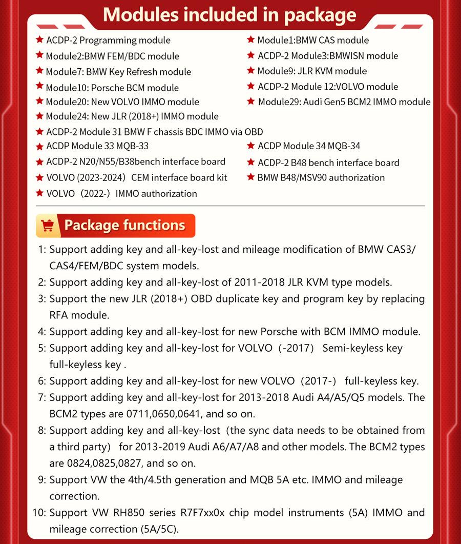 Yanhua ACDP-2 Locksmith Package for BMW Land Rover Porsche Volvo VW Audi