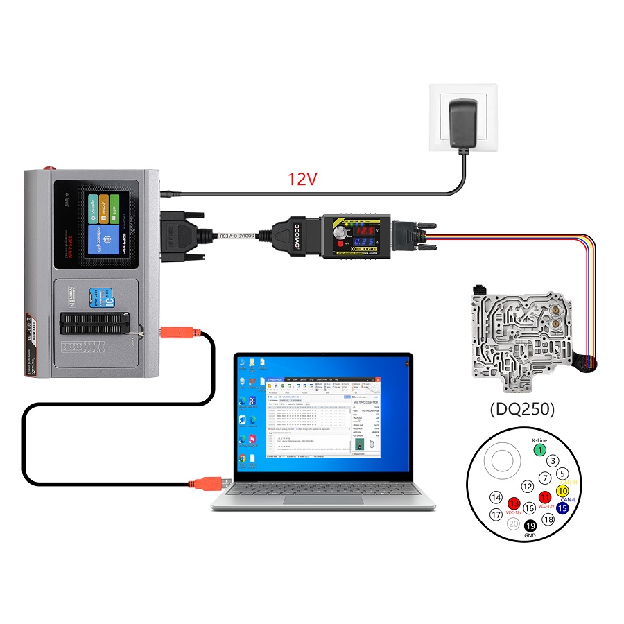 Схема подключения кабеля GODIAG G-V ECU