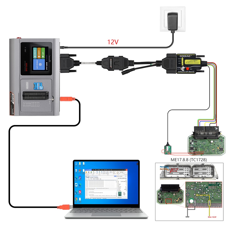 Схема подключения кабеля GODIAG G-V ECU