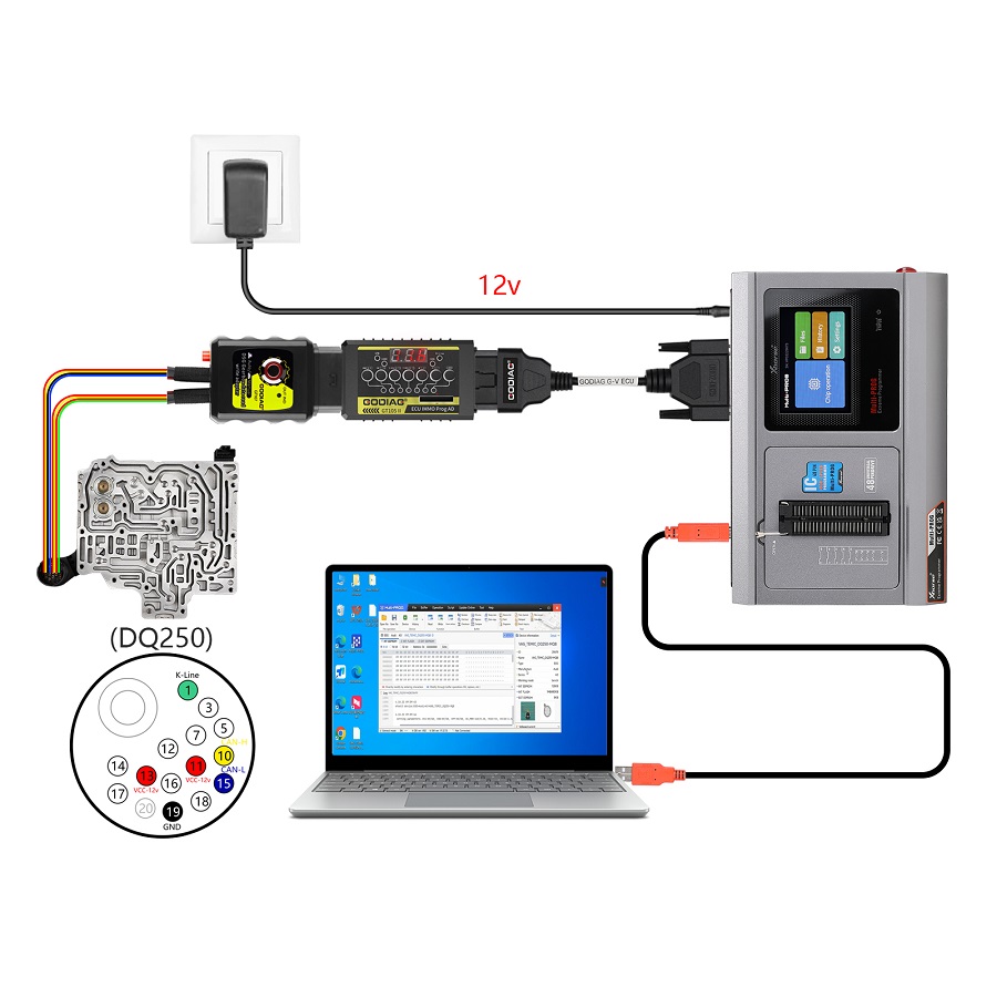 Схема подключения кабеля GODIAG G-V ECU