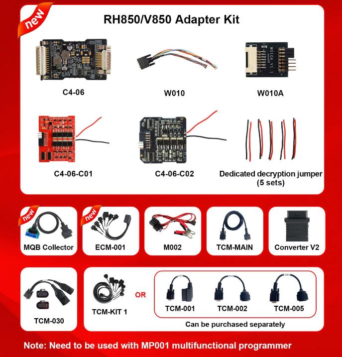 Полный комплект адаптера OBDSTAR RH850/V850 для MQB All Keys Lost
