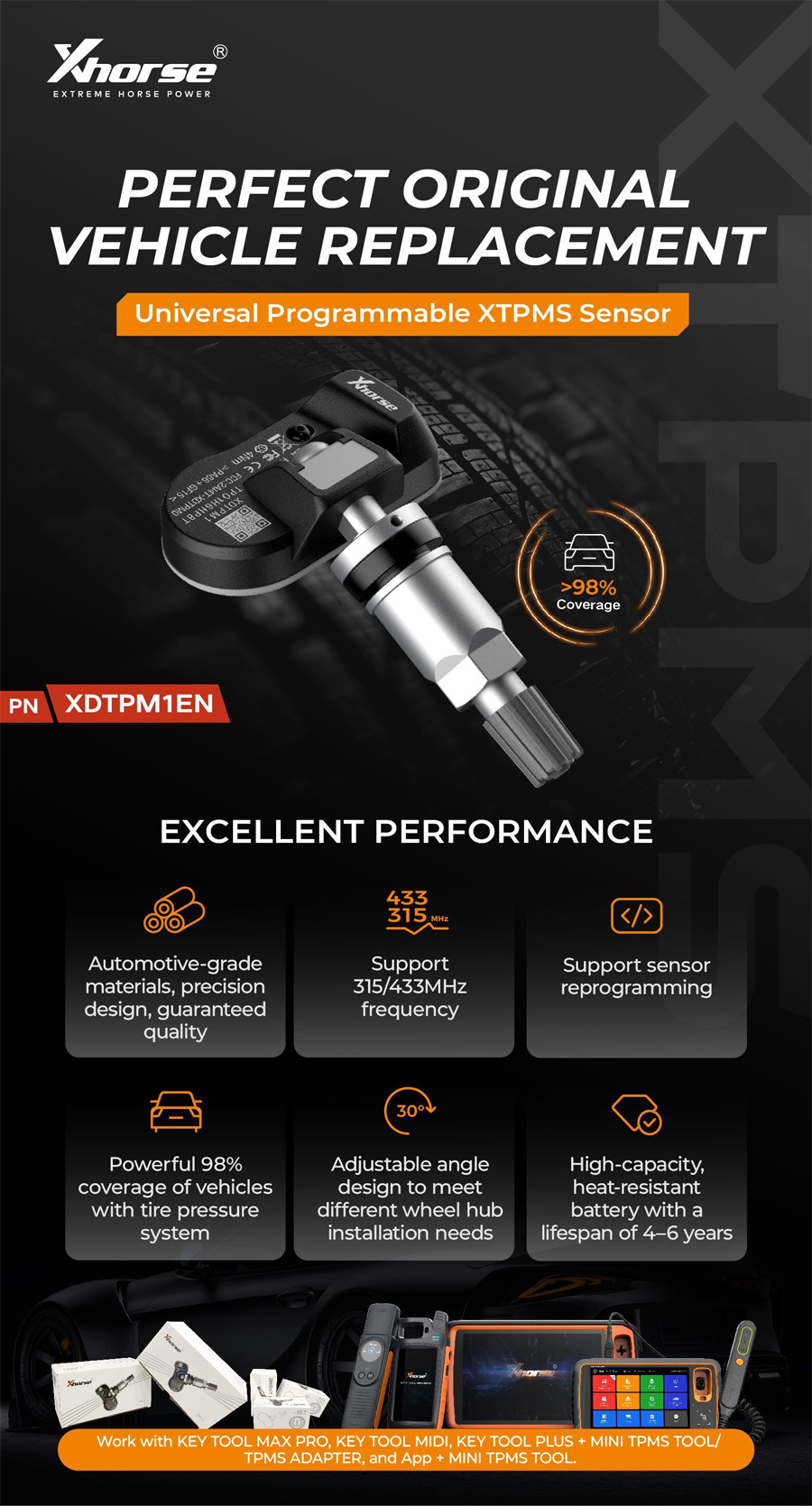 Датчик Xhorse XDTPM1EN&nbsp;TPMS&nbsp;Универсальный программируемый датчик XTPMS