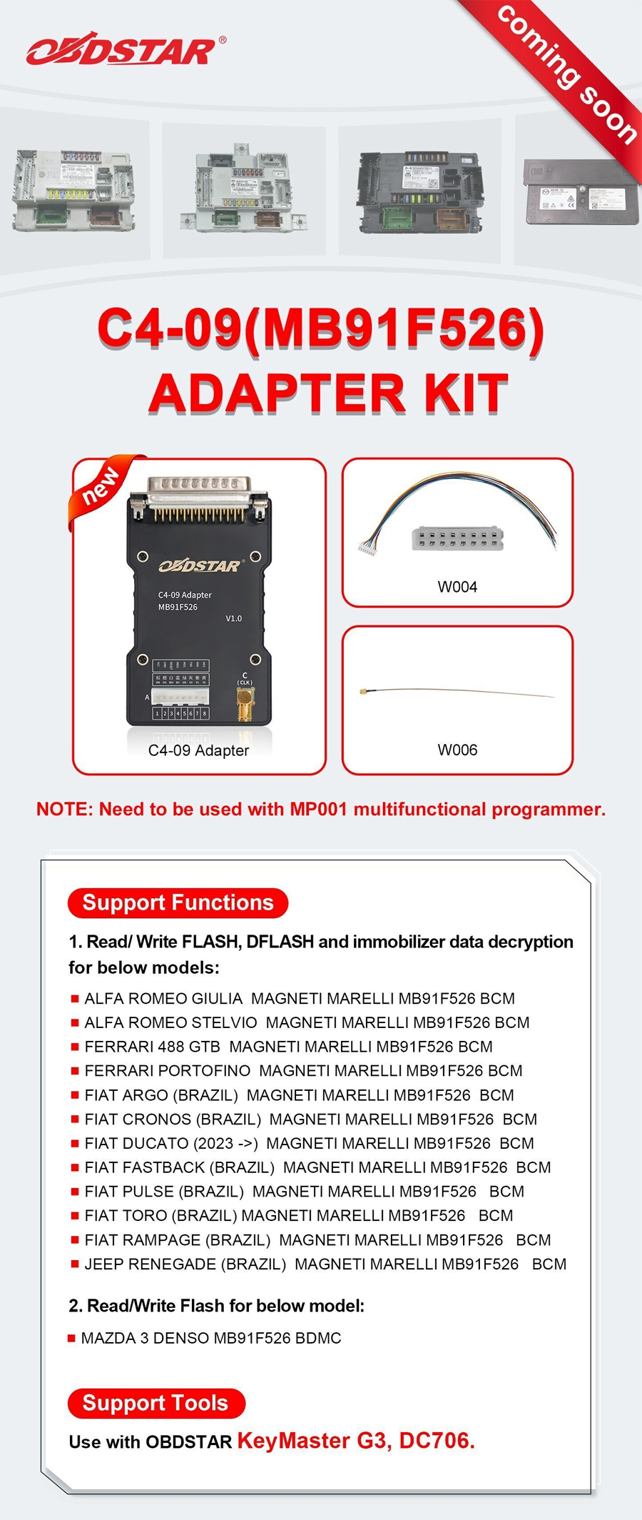 Набор адаптеров OBDSTAR C4-09(MB91F526) используется с OBDSTAR X300 Classic G3 / DC706
