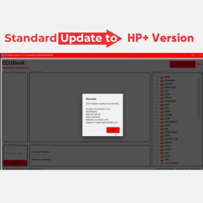 Обновление услуги для стандартной версии ECUDesk до версии HP+ Без ограничения количества файлов в день Поддержка IMMO OFF, Speed Limit OFF