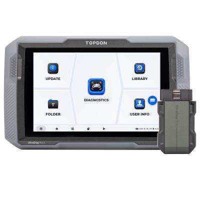 TOPDON UltraDiag Moto 8-дюймовый беспроводной диагностический инструмент для мотоциклов с поддержкой двунаправленного управления, сброса технического обслуживания и беспроводного подключения.