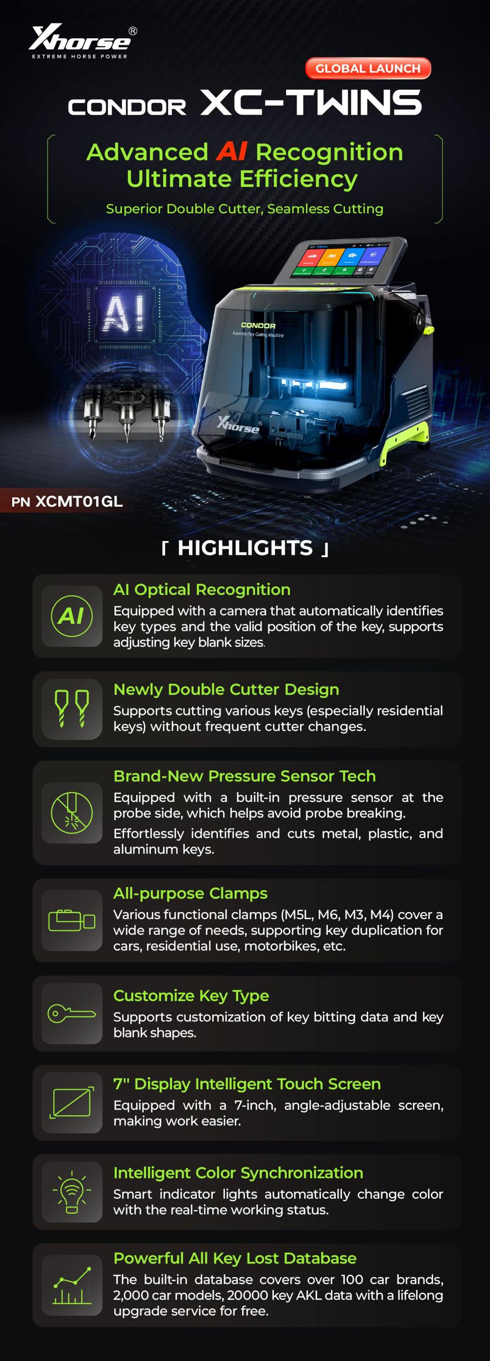 Xhorse XCMT01GL Condor XC-TWINS Станок для нарезки ключей