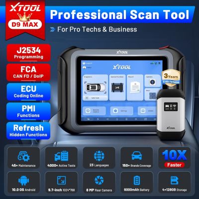 XTOOL D9 MAX Профессиональный диагностический сканер с J2534 топологическим картированием, кодированием ЭБУ, FCA/DoIP/CAN FD, калибровкой ADAS, 45+ переобучений, обновление на 3 года