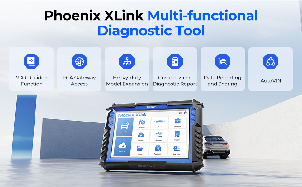 TOPDON Phoenix XLink Сканер Поддержка кодирования ЭБУ, топологического картирования CAN-FD и DoIP, полносистемный двунаправленный сканер, 41+ сервисных функций