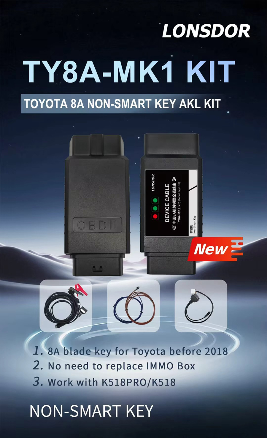 LONSDOR TOYOTA TY8A-MK1 Kit&nbsp;for TOYOTA 8A NON-SMART Key AKL