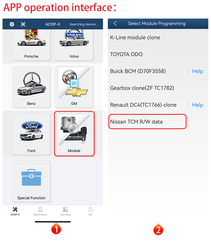 YANHUA ACDP Module 43: Nissan 07A Gearbox Read/Write Data