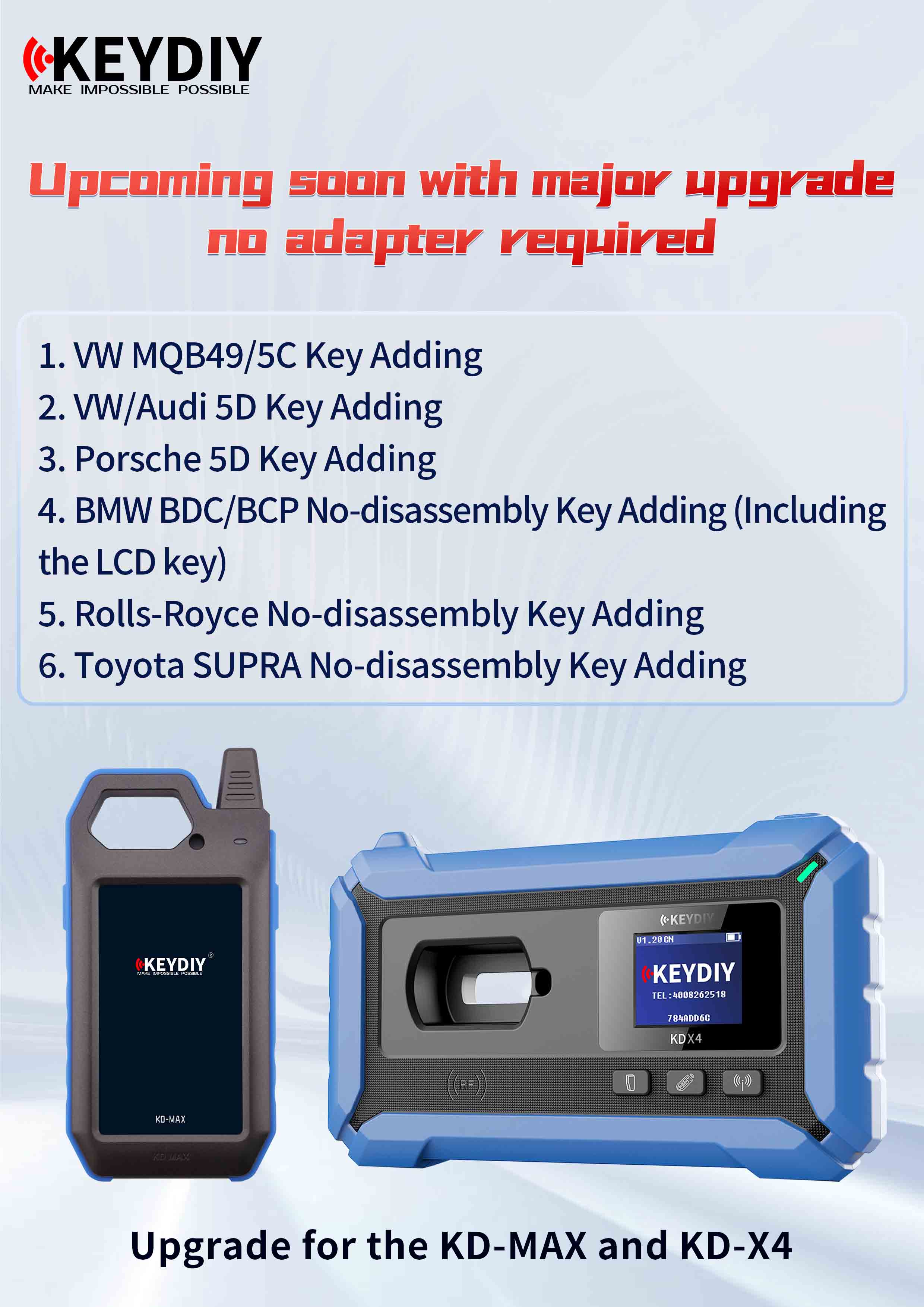 KEYDIY KD X4 and KD Max Update for VW MQB49 and 5C for Free