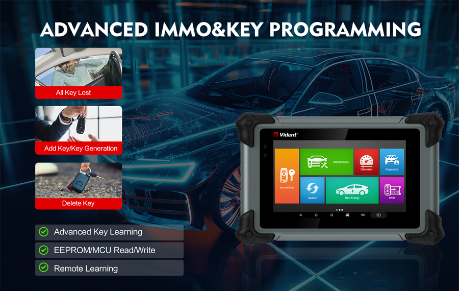 VIDENT iSmart800Pro IM Supports Advanced IMMO & Key Programming, All Systems Diagnosis, 38+ Maintenance Service