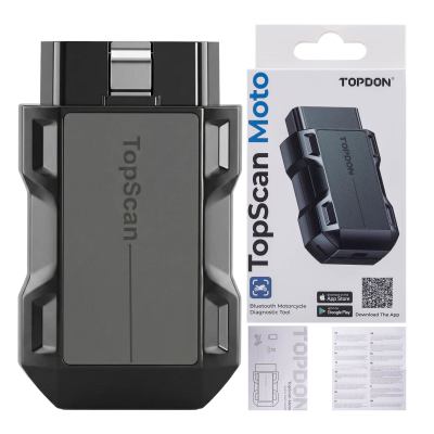 TOPDON TopScan Moto &mdash; полная диагностика системы с автоматическим VIN, активным тестом, сканированием и сбросом кодов неисправностей одним нажатием.