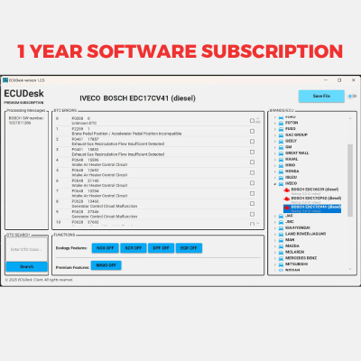 1-летняя подписка на программное обеспечение ECUDesk Standard Version для настройки ЭБУ
